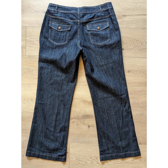 Bill Blass Jeans High Rise Wide Leg Dark Denim Y2K Contrast Stitching Size 14 - Picture 3 of 10